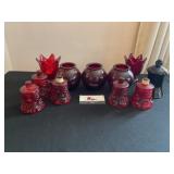 Red Glass Candlestick Holders
