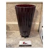 Ruby Red glass vase 10 in