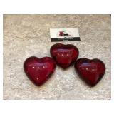 Crystal clear red glass hearts