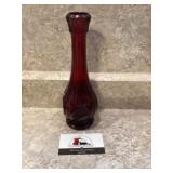 Red glass bud vase