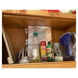 Put water pitcher and cabinet contents