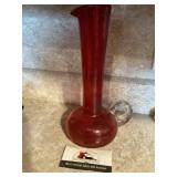 Red blown glass pitcher