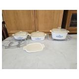 Corningware Dishes with Metal Buffet Servers