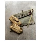 Canvas bag and leather mittens