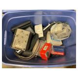 Tote of misc electronics