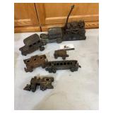 Cast iron train and metal toys