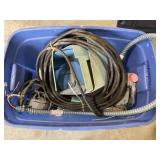 Tote of misc electrical