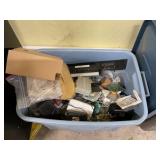 Tote of misc electronic parts