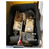 Tote of vintage phones