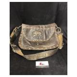 Vintage Leather ammo bag with brass Buffalo