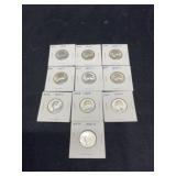 Group of 10 Washington Quarters 1947-1950