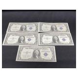 Five 1935 E Silver Certificate