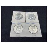 4 Franklin Halves 1954,1955,1956,1957