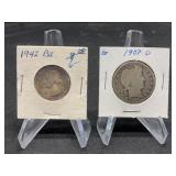 1942-Quarter and 1907-D Half ( Silver)