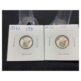 Two 1931 Mercury Dime UNC