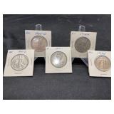 Five Walking Libery Halves 1929-1944