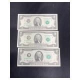 Three 1995  $2 Bills