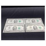 Four 1976 $2 Bills