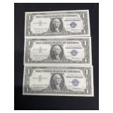 Three 1957 Silver Certificates