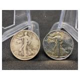 1935 & 1942-S Walking Liberty Half