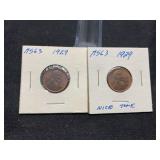 Two 1929 Lincoln Penny High Grade
