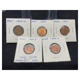 1940, 1940, 1940D,1940S,1940S Lincoln Pennies