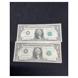 Two 1969 C One Dollar Notes