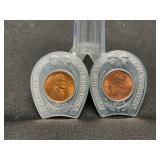 2 Encased Cents 1960& 2000 Dates