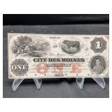 $1 Obsolete Note - City of Des Moines