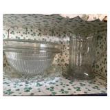 Glass bowls and pitcher