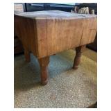 HEAVY butcher block table and knives