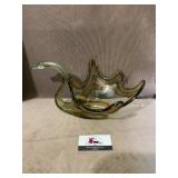 Blown glass swan dish