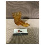 Vintage Fenton Amber glass boot