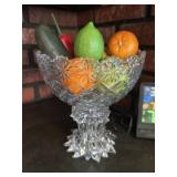 Fruit pedestal bowl and fake fruit