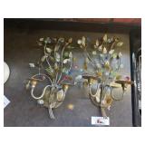 MCM brass wall flower sconces