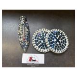 Mosaic coasters and thermometer