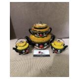 MCM teapot and creamer , salt and pepper shakers