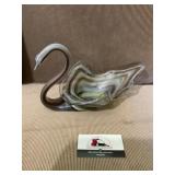Blown glass swan bowl