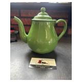Green enamel tea pot