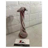 Pink, White, Brown Glass Vase