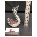 Blown glass swan paper weight