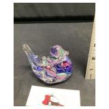 blown glass bird paperweight