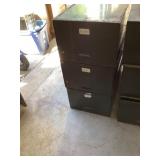 Three metal stacking cabinets 28 deep 16 wide 32