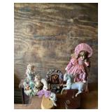 Musical figurines, unicorn and porcelain doll