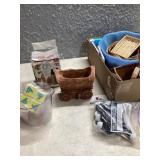 Covered wagon, planter, and baskets