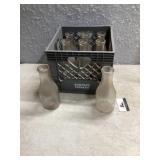 Milk, crate, and bottles