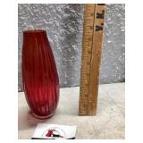 Diamond, opal red vase, mid-century modern