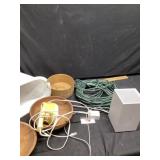 Extension cord and wooden bowls