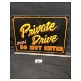 Metal private drive sign hand painted