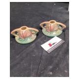 Roseville pottery candle holders
